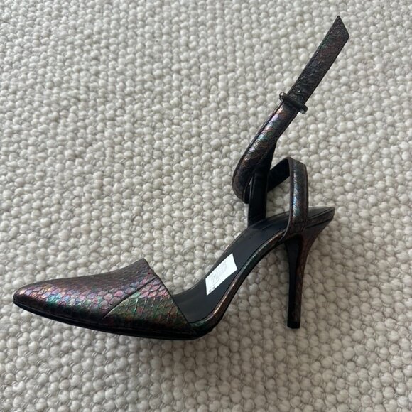 Alexander Wang Metallic Animal Skin Strappy Heels - Picture 1 of 6